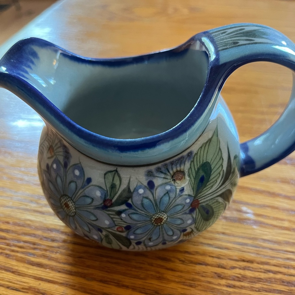 Mexico Ken Edwards Collection Floral Blue Pitcher artist Victor Pila Fria